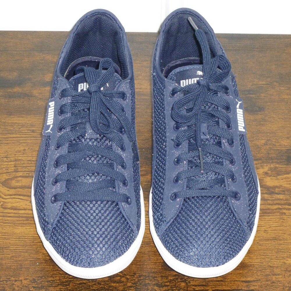 Puma Smash v2 Mesh Low Top Sneakers in Navy Blue